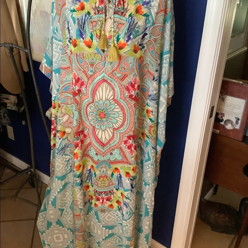 Johnny Was Dandridge Maxi Caftan w/slip sz XL EUC